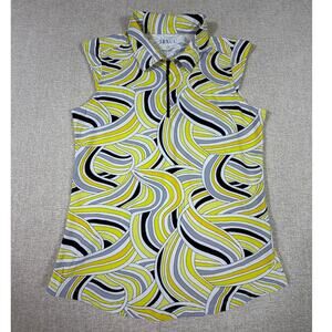IBKUL Women Medium Yellow Sleeveless 1/4 Zip UPF50 Golf Tennis Cooling Top